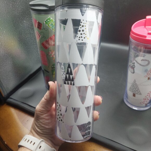 3 Starbucks Christmas Travel Tumblers Trees Fox Mittens 2009 2013 2017 EUC - Picture 4 of 5